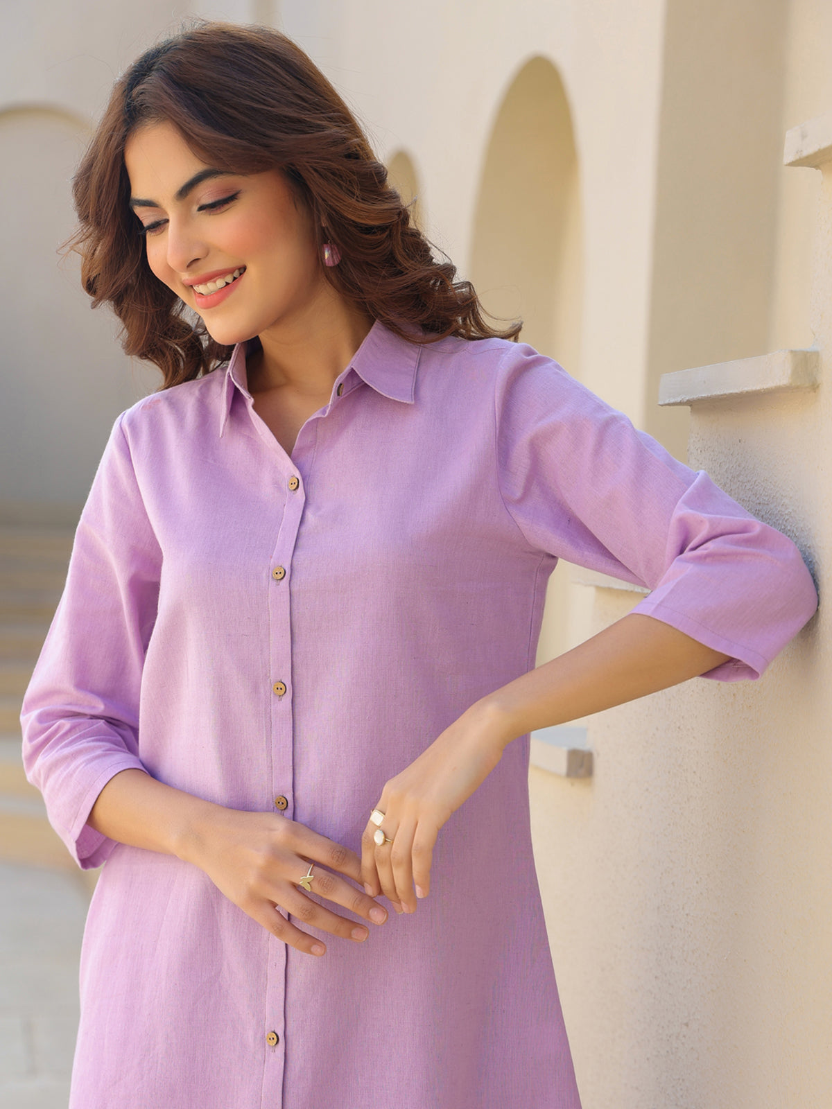 Janasya Light Cotton Solid A-Line Top & Bottom Set - Distacart