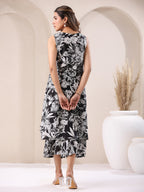 Janasya Dark Rayon Floral A-Line Top & Bottom Set - Distacart