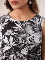 Janasya Dark Rayon Floral A-Line Top & Bottom Set - Distacart