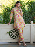 Janasya Bright Cotton Floral Straight Top & Bottom Set - Distacart