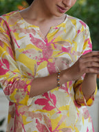 Janasya Bright Cotton Floral Straight Top & Bottom Set - Distacart