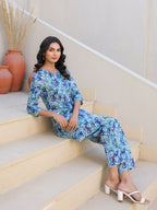Janasya Bright Cotton Floral Straight Top & Bottom Set - Distacart