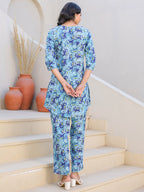 Janasya Bright Cotton Floral Straight Top & Bottom Set - Distacart