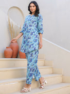 Janasya Bright Cotton Floral Straight Top & Bottom Set - Distacart