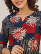 Janasya Bright Georgette Floral Fit & Flare Dress - Distacart