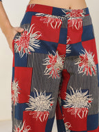 Janasya Dark Cotton Geometric Straight Top & Bottom Set - Distacart