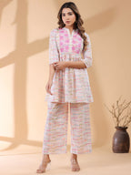 Janasya Light Cotton Abstract A-Line Top & Bottom Set - Distacart