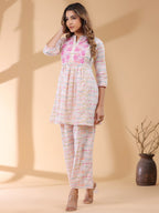 Janasya Light Cotton Abstract A-Line Top & Bottom Set - Distacart