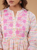 Janasya Light Cotton Abstract A-Line Top & Bottom Set - Distacart