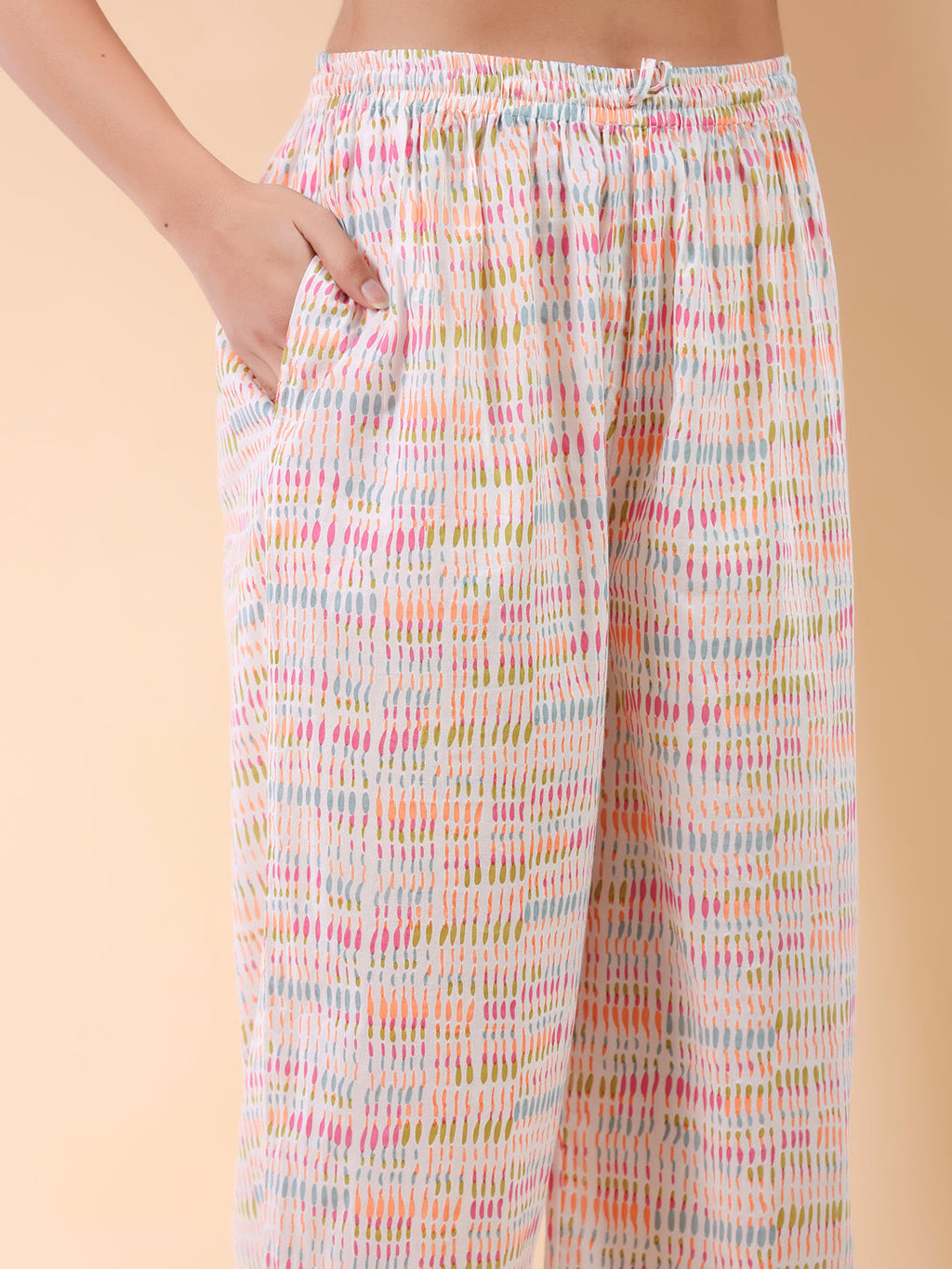 Janasya Light Cotton Abstract A-Line Top & Bottom Set - Distacart