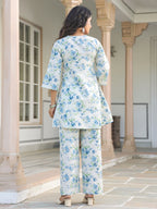 Janasya Light Cotton Yoke Embroidery A-Line Top & Bottom Set - Distacart