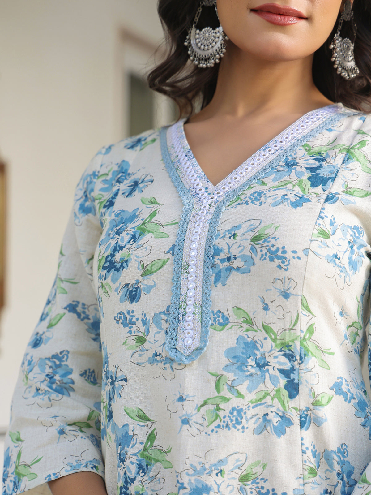 Janasya Light Cotton Yoke Embroidery A-Line Top & Bottom Set - Distacart