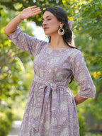 Janasya Light Cotton Floral Tiered Dress - Distacart