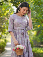 Janasya Light Cotton Floral Tiered Dress - Distacart