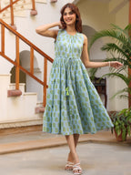 Janasya Light Cotton Paisley Tiered Dress - Distacart