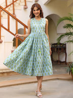 Janasya Light Cotton Paisley Tiered Dress - Distacart