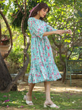 Janasya Bright Georgette Floral Tiered Dress - Distacart