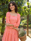 Janasya Light Georgette Floral Tiered Dress - Distacart