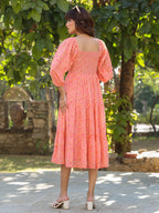 Janasya Light Georgette Floral Tiered Dress - Distacart