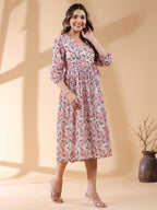 Janasya Light Georgette Floral Wrap Dress