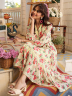Janasya Bright Georgette Floral Fit & Flare Dress - Distacart