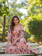 Janasya Light Georgette Floral Fit & Flare Dress - Distacart