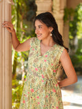 Janasya Light Georgette Floral A-Line Dress - Distacart