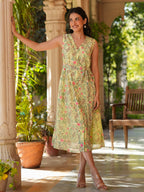 Janasya Light Georgette Floral A-Line Dress - Distacart