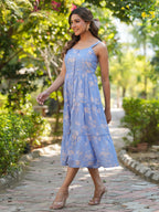 Janasya Bright Georgette Floral Tiered Dress - Distacart