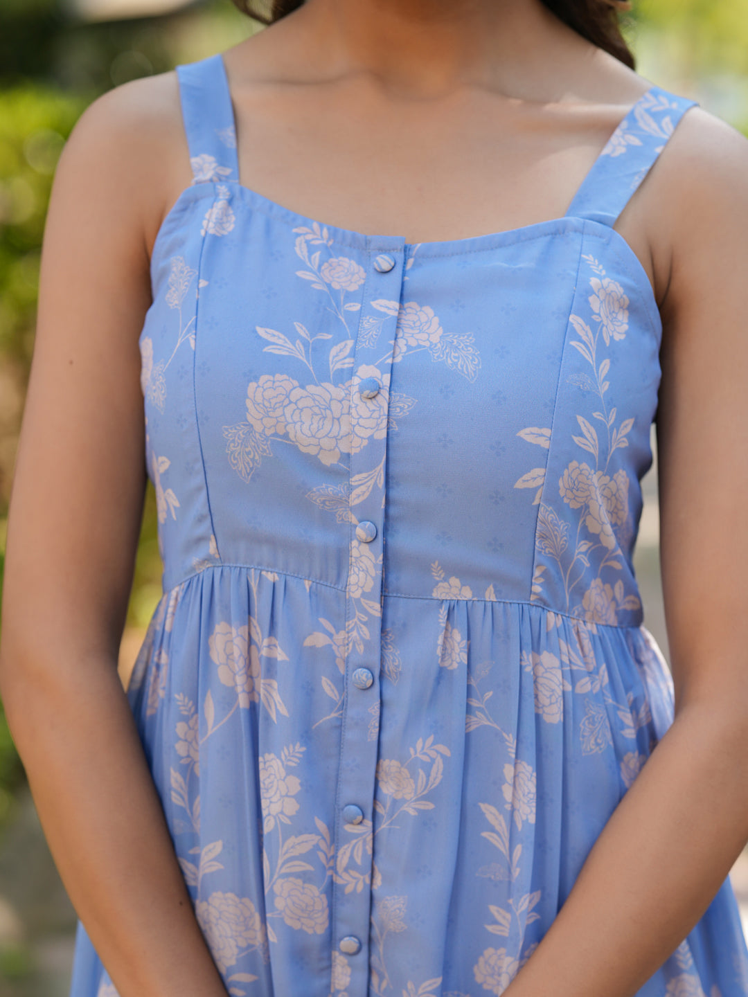 Janasya Bright Georgette Floral Tiered Dress - Distacart