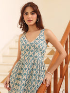Janasya Light Cotton Ethnic Motifs Tiered Dress - Distacart