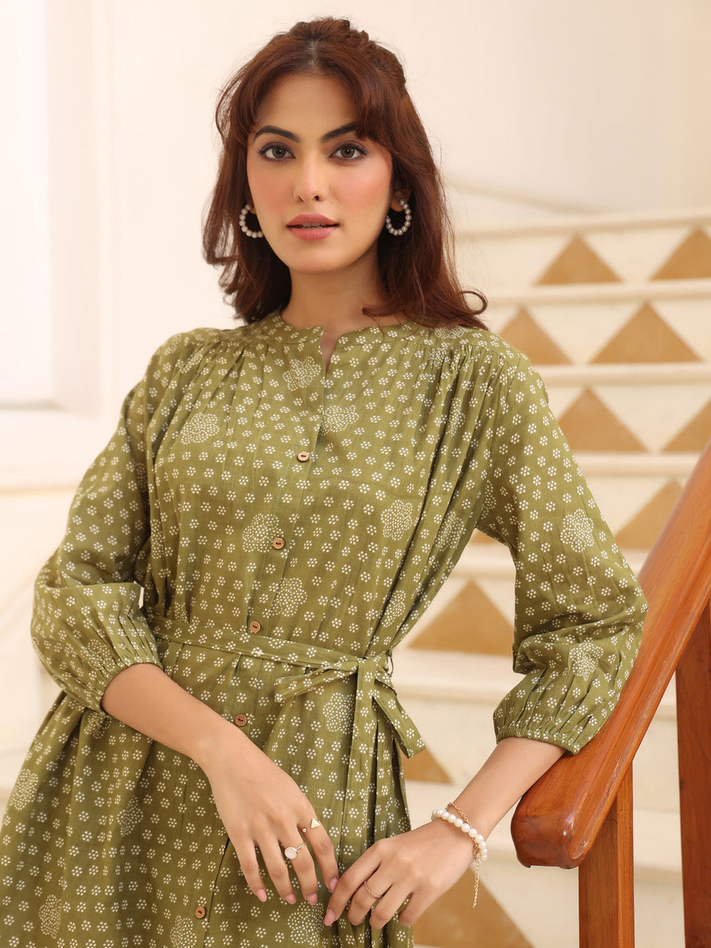 Janasya Dark Cotton Floral A-Line Dress - Distacart