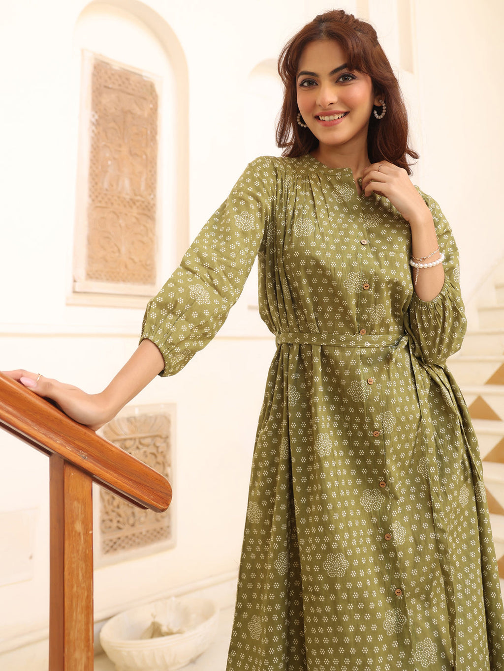 Janasya Dark Cotton Floral A-Line Dress - Distacart