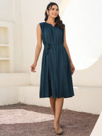 Janasya Dark Rayon Solid A-Line Dress - Distacart