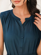 Janasya Dark Rayon Solid A-Line Dress - Distacart