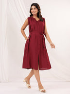 Janasya Dark Rayon Solid A-Line Dress - Distacart