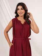 Janasya Dark Rayon Solid A-Line Dress - Distacart