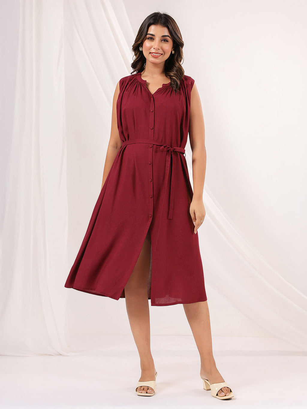 Janasya Dark Rayon Solid A-Line Dress - Distacart