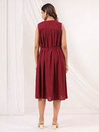 Janasya Dark Rayon Solid A-Line Dress - Distacart