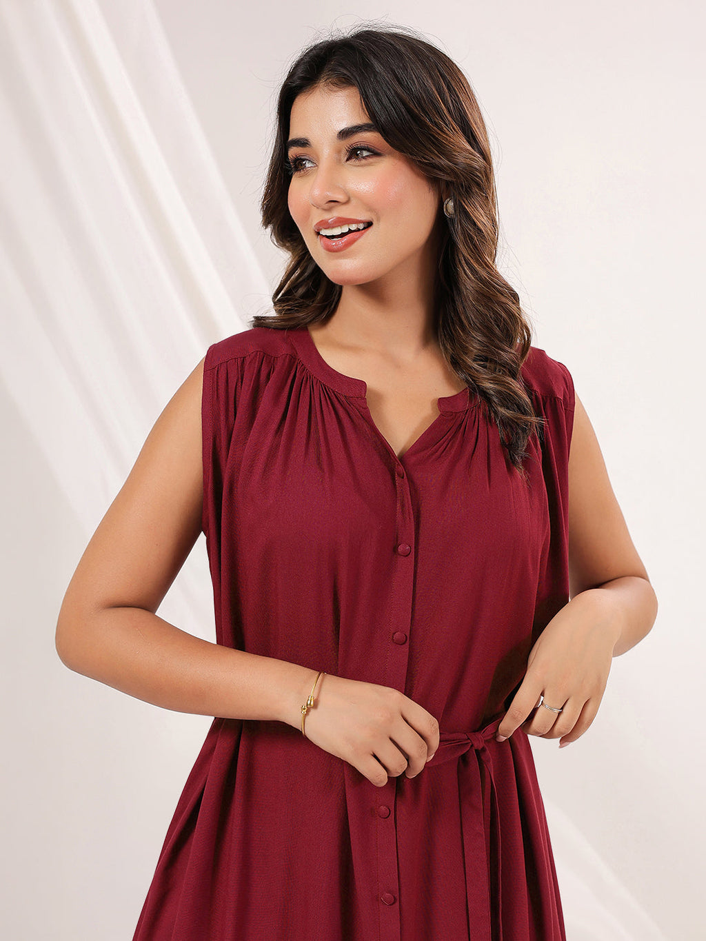 Janasya Dark Rayon Solid A-Line Dress - Distacart