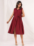 Janasya Dark Rayon Solid A-Line Dress - Distacart