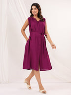Janasya Dark Rayon Solid A-Line Dress - Distacart