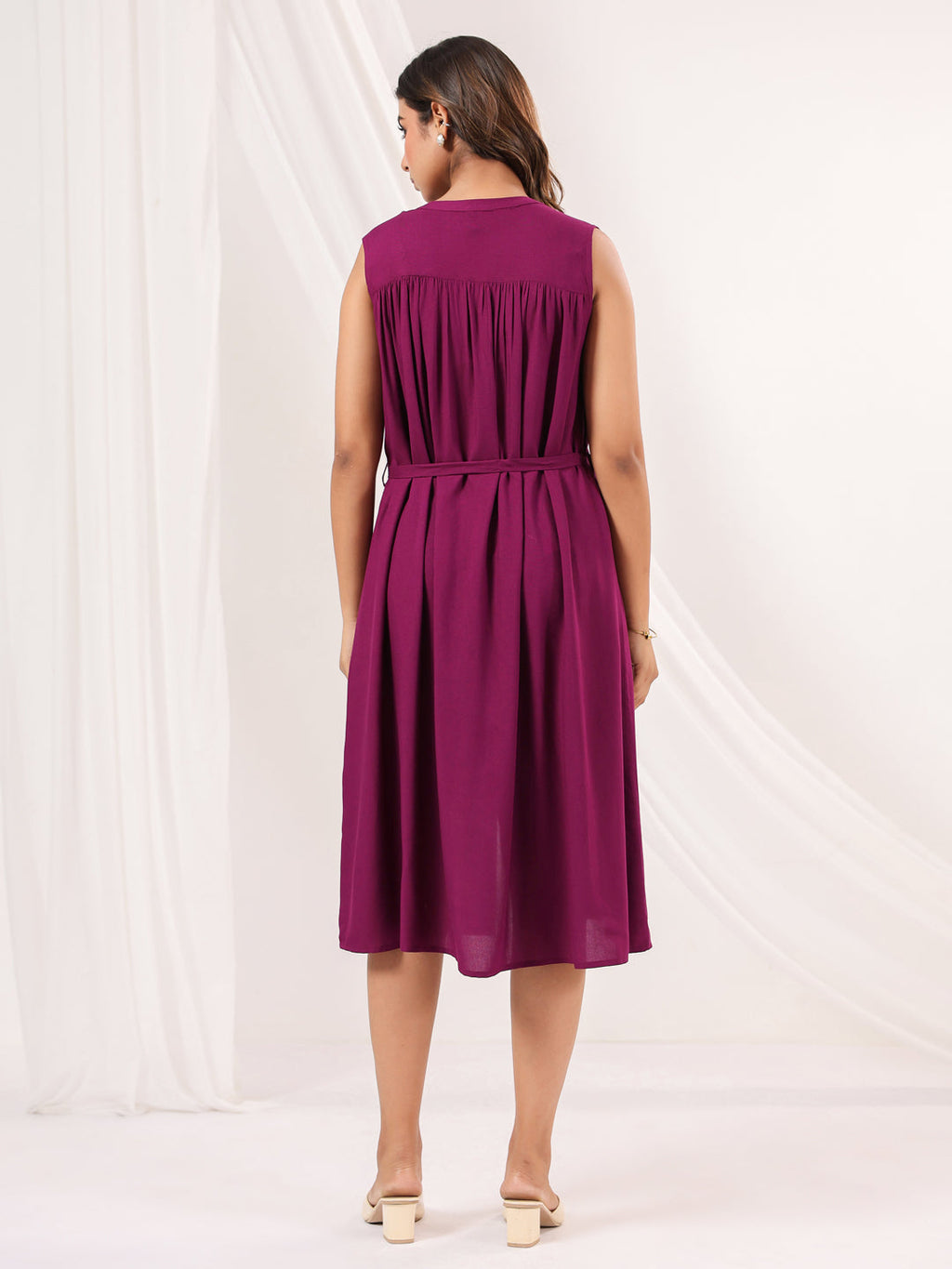 Janasya Dark Rayon Solid A-Line Dress - Distacart