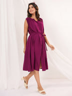 Janasya Dark Rayon Solid A-Line Dress - Distacart