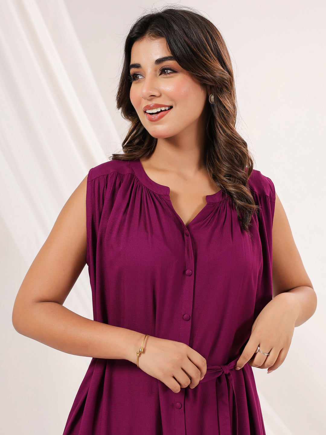 Janasya Dark Rayon Solid A-Line Dress - Distacart
