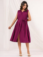 Janasya Dark Rayon Solid A-Line Dress - Distacart