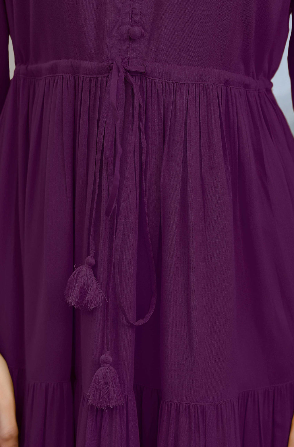 Janasya Dark Rayon Solid Tiered Dress - Distacart