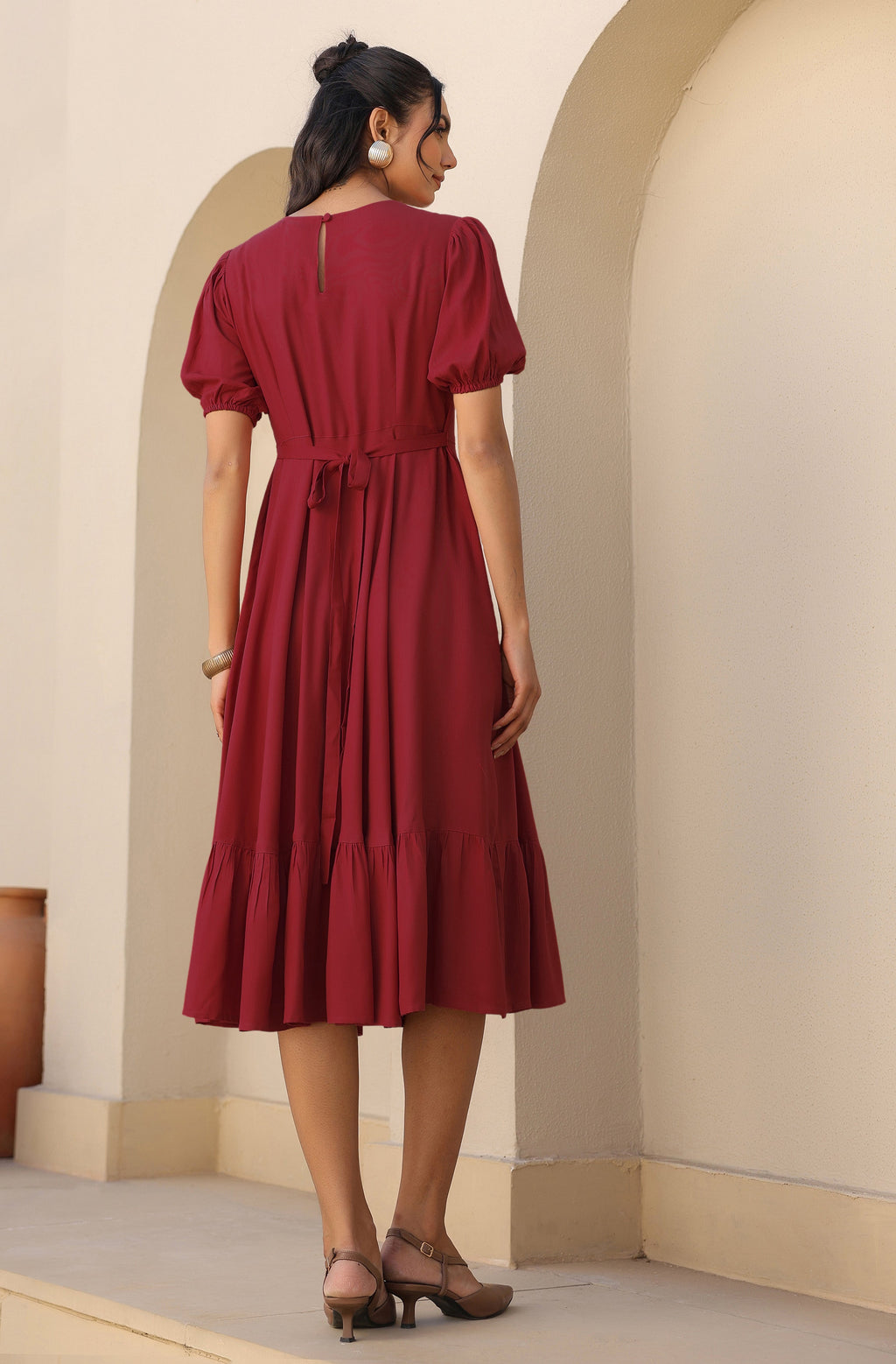 Janasya Dark Rayon Solid A-Line Dress - Distacart