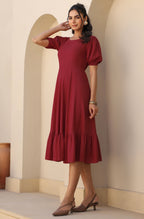 Janasya Dark Rayon Solid A-Line Dress - Distacart