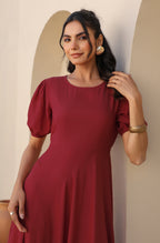 Janasya Dark Rayon Solid A-Line Dress - Distacart